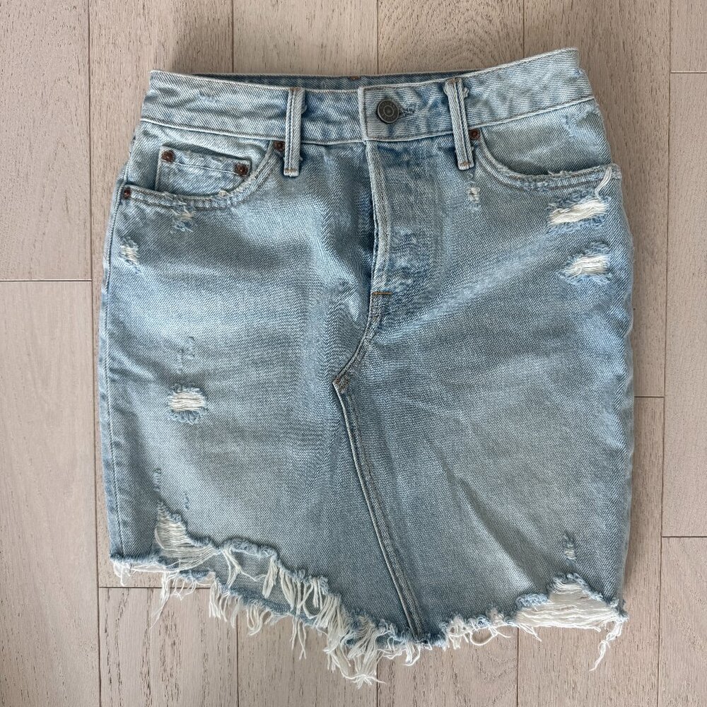GRLFRND | Ripped Jean Skirt